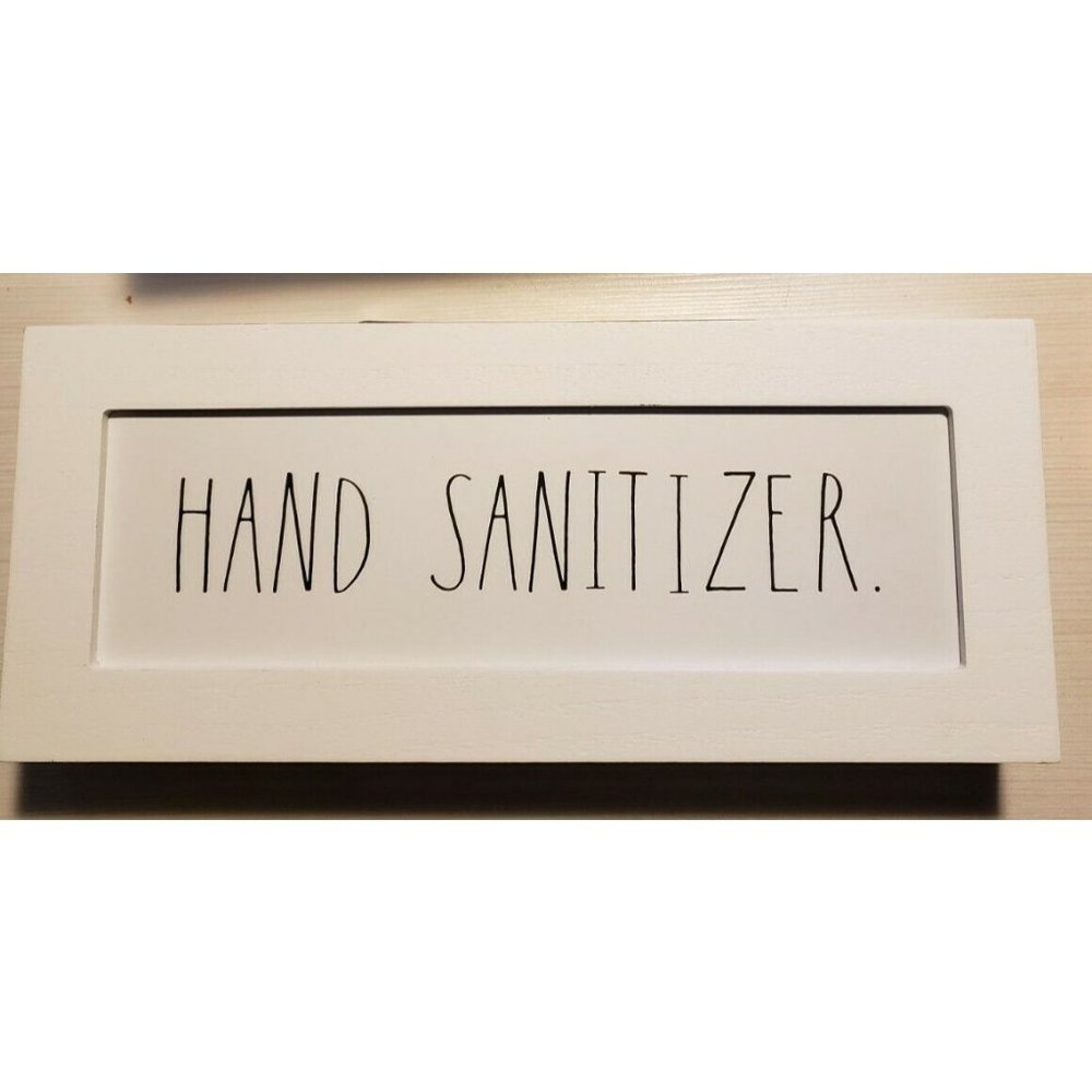 Rae Dunn Sanitizer Sign Plaque White Wood Home Decor New
